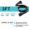 Flat Under Carpet Extension Cord with Flat Wall Plug, 3FT