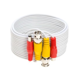 10M White Premade BNC Video Power Cable/Wire for Security Camera, CCTV, DVR, Surveillance System, Plug & Play