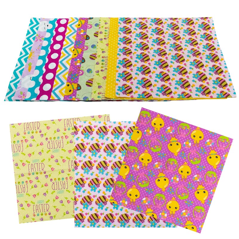 TRIXES Easter Cotton Fabric Squares 10PK