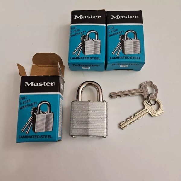 Master No 105 Three Count Padlock 7/8" Keyed Alike Two