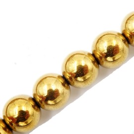 Gemstone Beads for Jewelry Making, Sold per Bag 5 Strands Inside, Gold Plate Hematite 10mm