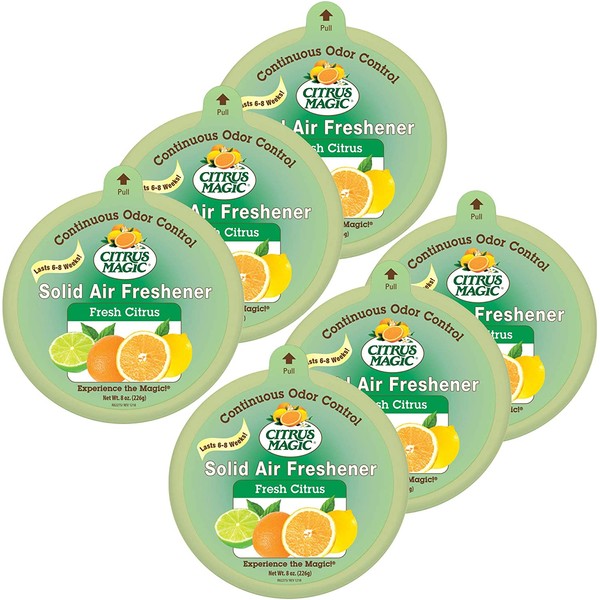 Citrus Magic Odor Absorbing Solid Air Freshener, Fresh Citrus, 8-Ounce, Pack of 6, 6 Count