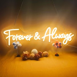 Vicmisurorcy Forever and Always Neon Signs for Wall Decor Dimmable, USB Powered LED Light Sign, Forever & Always Neon Sign for Wedding Anniversary, Bedroom, Bar Decoration, 22.5"x6.6", Warm White