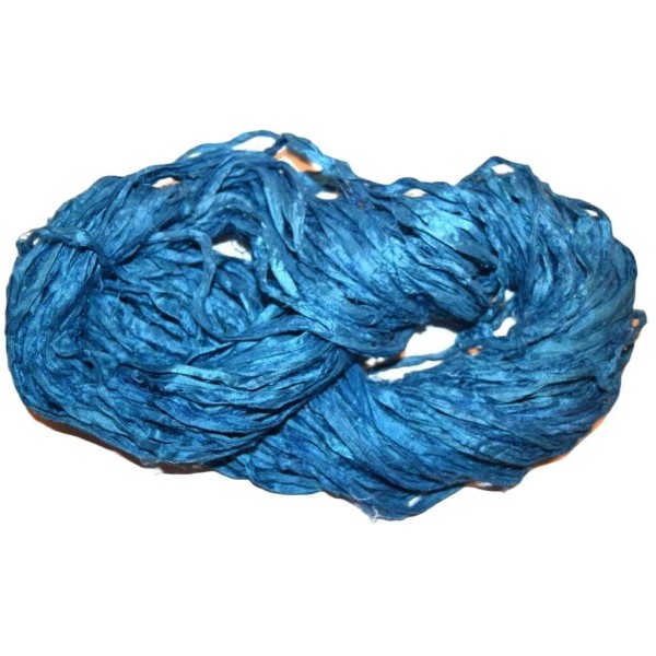 Unbranded 100 g Recycled Sari Silk Ribbon Yarn Teal