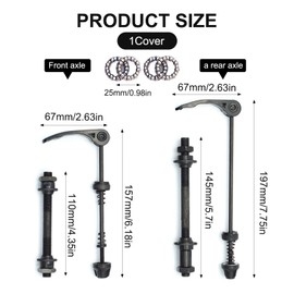 SOGHO 1 Pair of Quick Release Bicycle, Bicycle Axle Front Wheel, Thru Axle Bicycle, Bicycle Hollow Shaft Quick Release, Bicycle Front Wheel Axle, Bicycle Axle Rear Wheel for 20, 22, 24, 26, 28 Inch Bicycle Axles