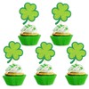 24 Pcs St Patrick's Day Clover Cupcake Toppers, Shamrock Cupcake