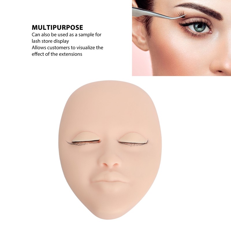 Lash Mannequin Face 3 Pairs Removable Eyelids Eyelash Extension Practice