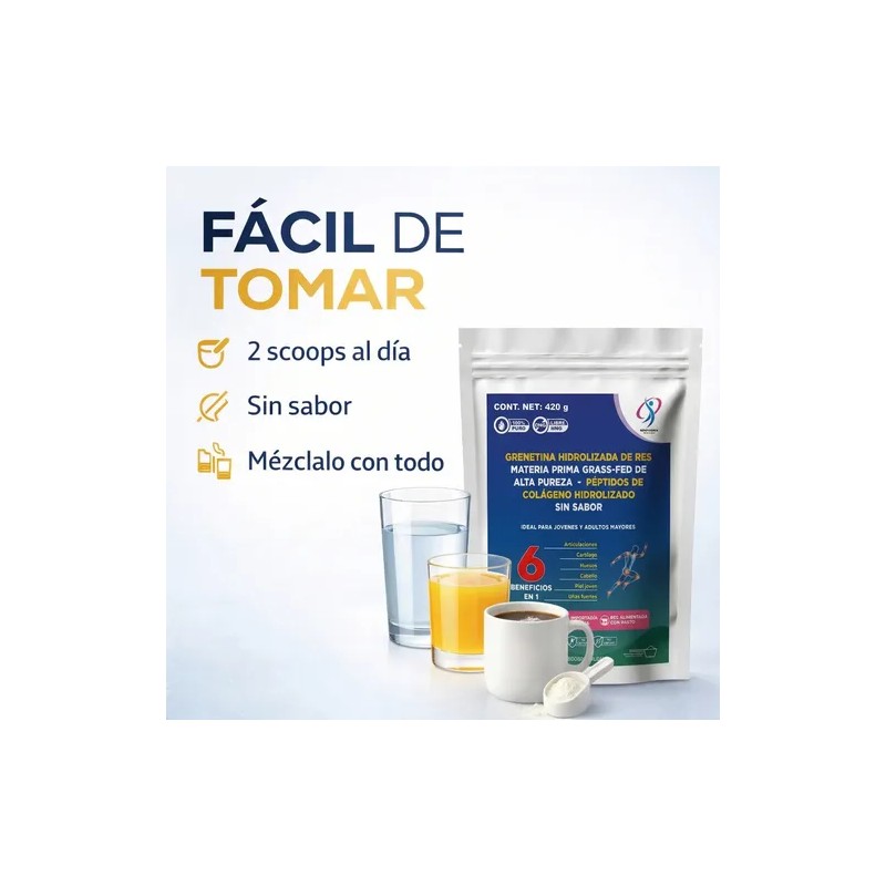 Grenetina Hidrolizada De Res Grass Fed 420g Alta Pureza
