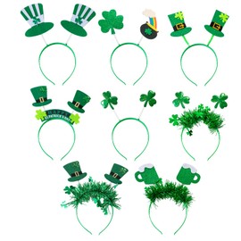 Zienlay - 8 diademas para el día de San Patricio, sombreros de trébol verde con diadema para el día de San Patricio, accesorios para disfraz de sombrero irlandés, banda para la cabeza, regalos de
