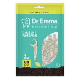 Dr. Emma Biodegradable Dental Floss Picks Single Line Floss Picks Biobased Material Tooth Flosser for Adults Teeth Cleaning Mint Flavor Toothpick Stick Soft On Gum & Teeth 240 Count