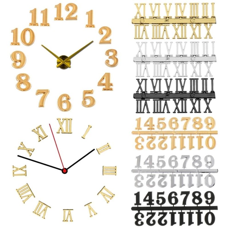 Vctitil 6 Pieces Clock Numerals Kit,Arabic Number and Roman Number
