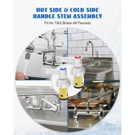 YIGUCS Handle Stem Assembly Hot & Cold Fits for T&S Brass Faucets Replace 002713-40 002714-40, Spindle Assembly for Eterna Valve Replacement