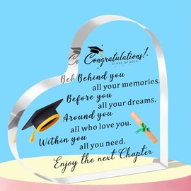 WTOPP 2024 Graduation Gifts,Heart Shaped Acrylic Plaque Graduation Gifts For Her/Him,Graduation Gift For Year 6 11 Leavers,Inspirational Graduation Presents For Children Daughter Son Senior Primary