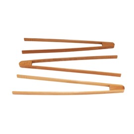 BambooMN Brand - 7.9" Reusable Bamboo "A" Toast Tongs - Carbonized Brown - 30 Pieces