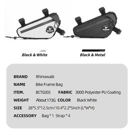 UPANBIKE Bicycle Triangle Frame Bag 1.5L Lightweight Bicycle Accessories Polyester Pannier Bag for Mountain Bike Road Bike Black