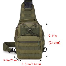 Rullar Small Hiking Daypack Tactical Sling Chest Bag Military Molle Multifunctional Shoulder Messenger Crossbody Backpack Hunting Camping Pack Army Green