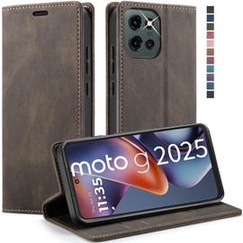 Moto G 5G 2025 Wallet Case with [RFID Blocking],Card Holder,Kickstand Magnetic,Leather Flip Case for Moto G 5G 2025 6.7 inch (Coffee)