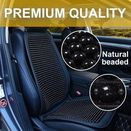 Blueshyhall Cooling Wooden Beaded Car Seat Cover Comfortable Massage Support Cushion for SUV Auto Office Home Seat Chair Black, 1 Pcs