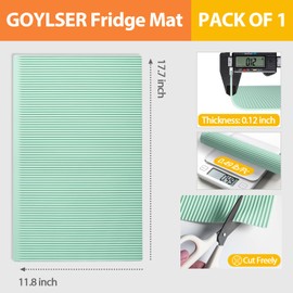 GOYLSER Silicone Liners for Refrigerator Shelves and Drawers, 1 Pack Striped Refrigerator Shelf Liners for Glass Shelves Non Slip, Green Drawer Table Mats Refrigerator Liners, 17.7 x 11.8 inch