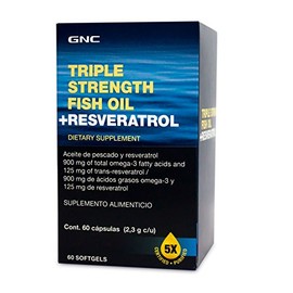 GNC, Triple Strength Fish Oil  Resveratrol, 60 cápsulas                                                                                               
