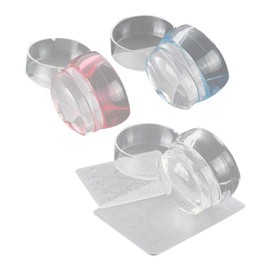 Beavorty 3sets Transparent Nail Art Stampers with Scrapers Mixed Color Manicure Tools for French Nail Art Design and Printing