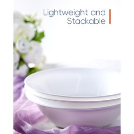 LaGlint 16OZ White Opal Glass Cereal Bowl Set of 4, 6.5 inch Dishwasher & Microwave Safe Round Bowls for Soup, Salad and Rice