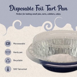 KitchenDance Mini Pie Tins With Lids - Premium 5 Inch Pans for Baking Pies, Tarts, Cobblers, and Cakes - Essential for Professional and Home Kitchens 501P (100, Blue)