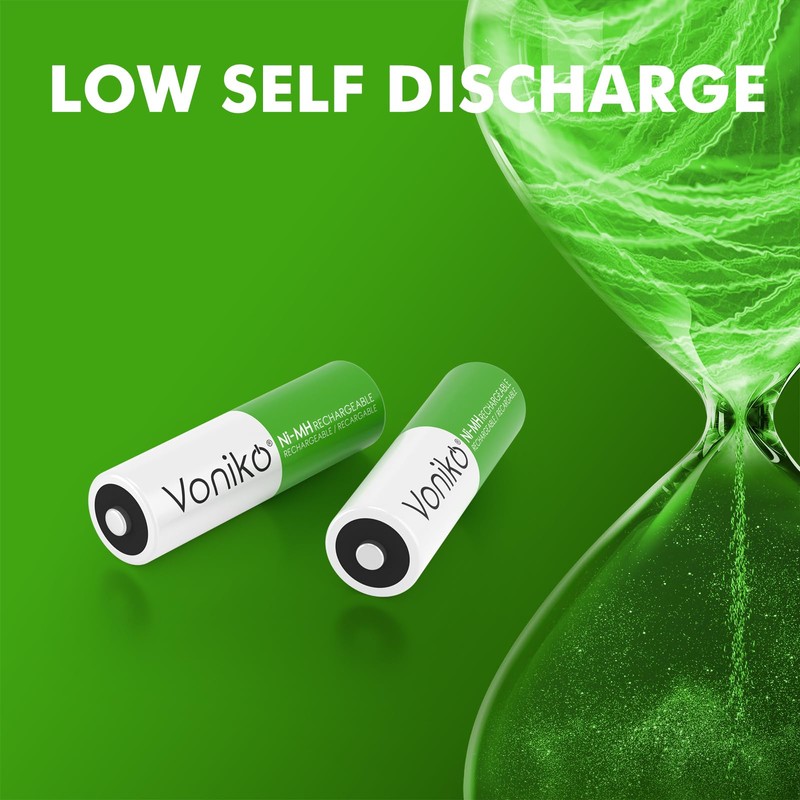 Voniko Rechargeable AA NiMH Enecycle Double A Batteries 12 Pack