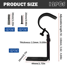 ZXNJA Set of 4 black curtain rods bracket, curtain rod holder, curtain rod holder, curtain rod holder, curtain rod wall mount with screws for curtain rods