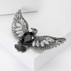 Eagle Brooch Pins for Women, American Bald Eagle Brooch Pin, Cute Eagle Animal Brooch Lapel Pin, Bohemian Flying Eagle Bird Brooches Pins for Women Hat Bag Suit Dress Accessories (Black)