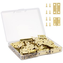 VIPMOON 70 Pcs Small Hinges Sets, Vintage Jewelry Box Hinges, 2 Sizes Mini Hinges for Wooden Box, Folding Butt Hinges with Screws, Hardware Hinges for Crafts Jewelry Box, Gold