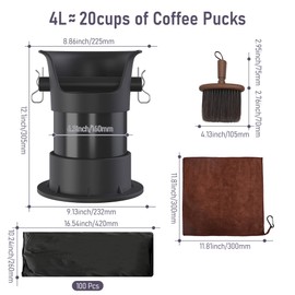 4L 20 Pucks Knock Box Espresso Coffee Grounds Disposal and Recycle Trash Can with Detachable Easy Clean Design, Barista Essential Coffee Bar Accessory for Cafe Shop Home Bars Office Work Breakroom