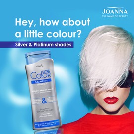 Joanna Ultra Colour - Shampoo for Silver and Platinum Colours - Strengthening Revitalising Hair Shampoo - Hair Care & Shine - Neutralises Yellowish Colour - Shampoo for Lustrous Hair - 400 ml