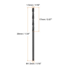 HARFINGTON 10pcs Jobber Drill Bits 1.5mm (1/16") Nitride Coated High Speed Steel (HSS) 4241 Twist Drill Bits for Stainless Steel Copper Aluminum Alloy Metal Wood Plastic, Black