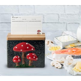 100 Recipe Cards and Recipe Index Cards (Divider) Set with Vintage Mushroom Decor, Gift for House Warming Gifts new Home Cooks
