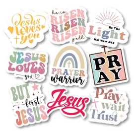 Christian Sticker Pack - Vinyl Decals with Bible Verses, Inspirational Quotes, & Jesus Designs - Waterproof Stickers for Phones, Cups, Water Bottles, Laptops, Journals, and Tumblers Bundle 12