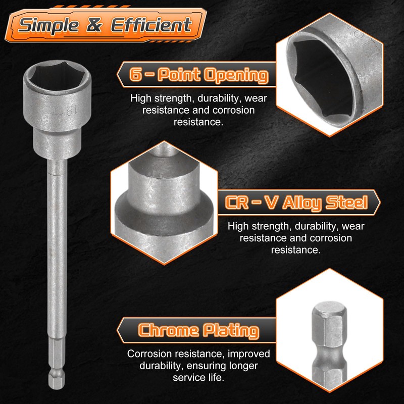 sourcing map 5pcs Nut Driver Drill Bit 18mm Metric Impact