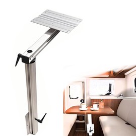 NOBLEZHU Adjustable RV Table Leg, Lagoon Table Height Adjustable Bracket Aluminum Alloy 360 Degree Rotation, Removable Pullout Desk Leg for RV Yacht, Stable Structure (Silver)