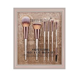 METREY Premium Synthetic Bristle Professional Face and Eye Makeup Brushes Set with 6 makeup brushes | For Cream, Liquid and Powder Formulation|
