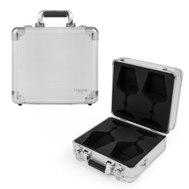 VINOPIE Durable Aluminum Hard Shell Silver Wine Glass Case – Travel Carrier with EVA Foam Inserts, Compatible with Zalto, Spiegelau, Gabriel, Josephine (Not Affiliated, Glasses Not Included)