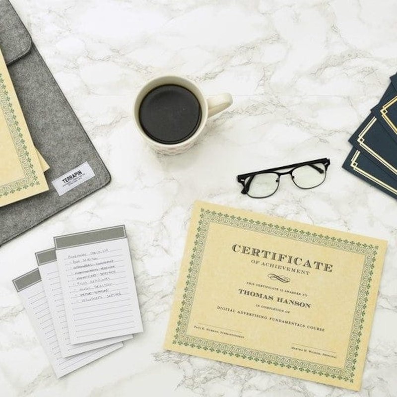 Green Border Paper Certificates - 100 CT