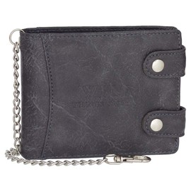 Ledershop24 Gift Set – Faux Leather Biker Wallet with Chain 13 cm Various Colours Black, Brown, Cognac, Grey, gray, biker wallet