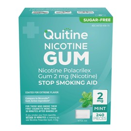 Quitine Quitine Nicotine Gum 2mg, Mint Flavor, Stop Smoking Aid C Relieve Nicotine Cravings with Effective, Affordable NRT | Long-Lasting Flavor, 240 Count, Traditional Gum to Support Your Quit Journey