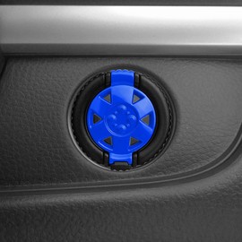 DUSCOKE Wheel Hub Car Push Start Button Cover, Auto Key Ignition Knob Ring, Anti-Scratch Car Engine Start Stop Button Protector Sticker, Auto Interior Decoration Accessories for Most Vehicles (Blue)