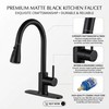 KINGO HOME Kitchen Faucets with Pull Down Sprayer,Matte Black,Lead-Free
