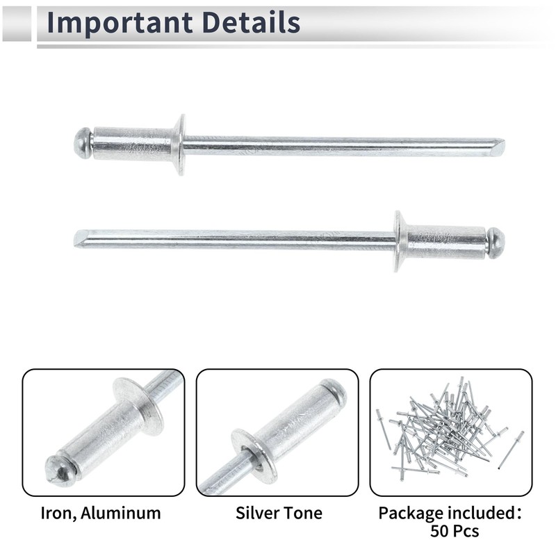 RATCHROLL 50 Pcs Open End Large Flange Blind Rivets 3mm