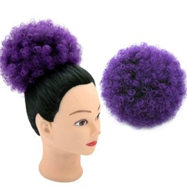 DUTIKA 2PCS Afro Puff Drawstring Ponytail Extension Synthetic Hair Bun extensions for women Afro Puff Drawstring Ponytail Human Hair Feeling, Kinky Curly Ponytail Afro Puff Drawstring Ponytail for Black Women