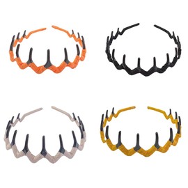 Meekest 4 Pack Comb Headbands for Women Head Bands for Women's Hair Wide Hairband Non slip Thin Headband with Teeth Hair Accessories - Brown