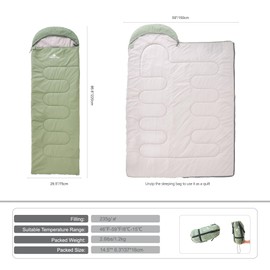 Nature Link Lightweight Sleeping Bag 2.6lbs, Backpacking Sleeping Bag 46℉-59℉, Nylon Shell and Lining, Waterproof, Compact, Ultralight Sleeping Bag for Backpacking Camping Hiking