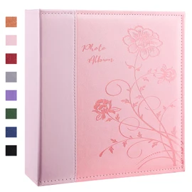 Artmag Artmag Photo Album 4x6 400 Pockets, Leather Cover Photo Albums Holds 400 Vertical Pictures for Family Anniversary Baby (Pink)